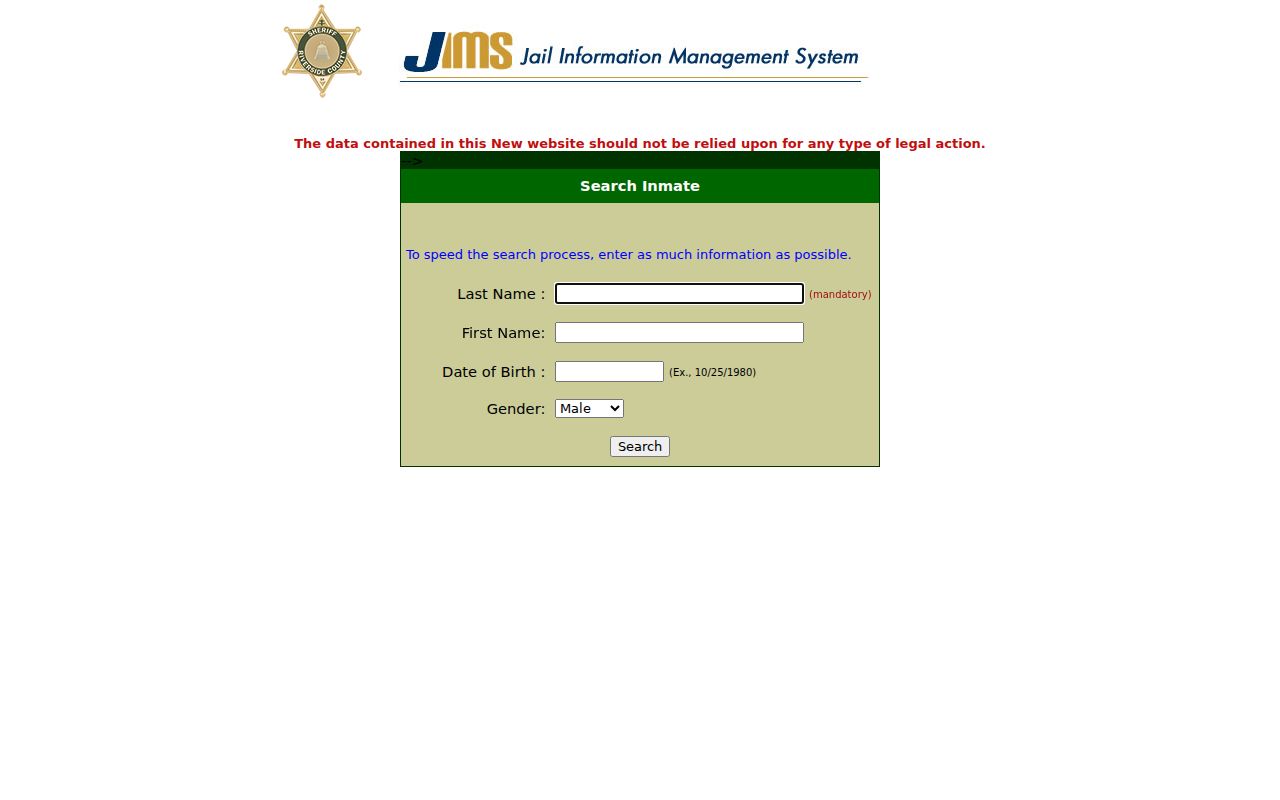 Perris neighbors Riverside County inmate information search