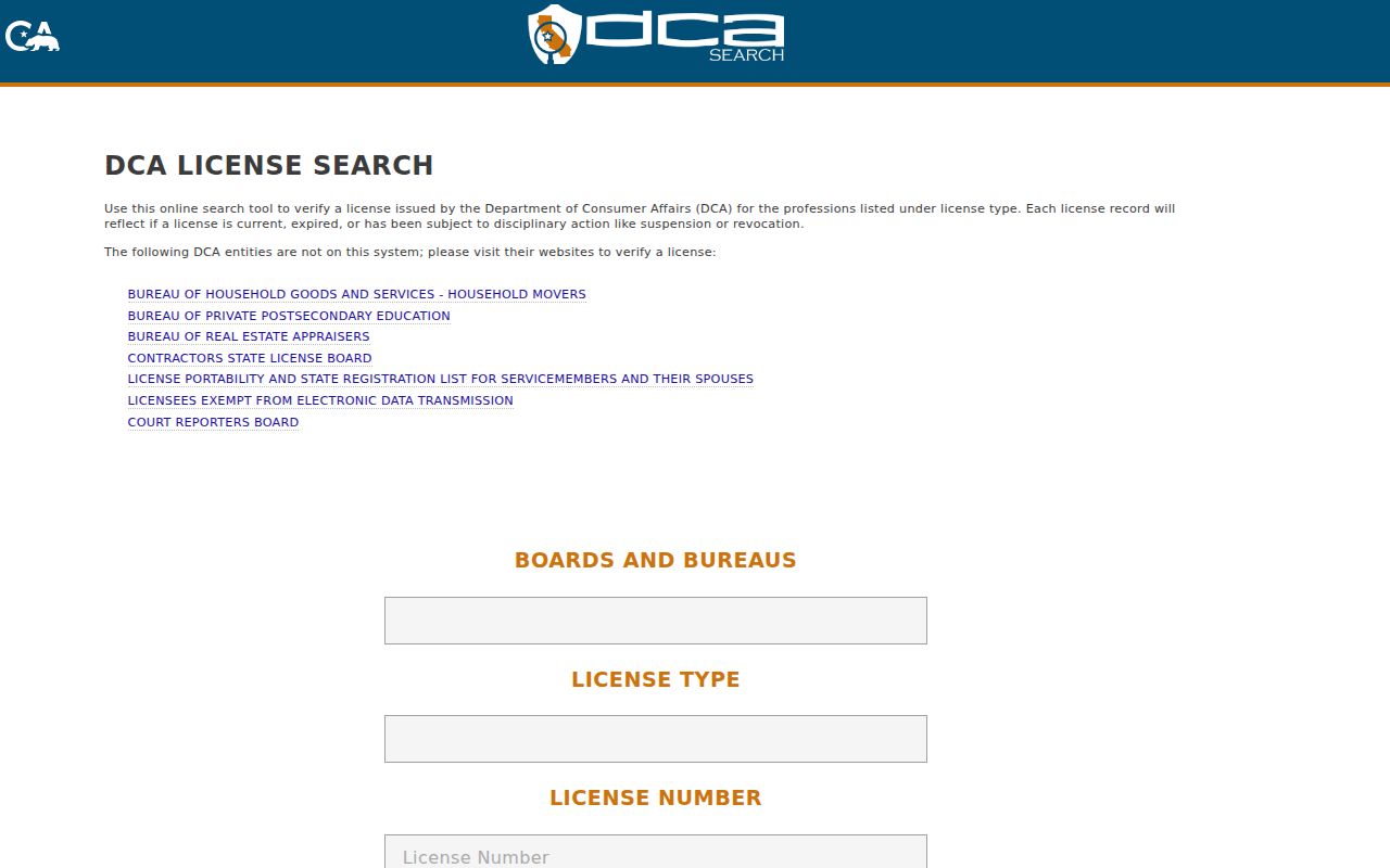 Perris resident lookup California professional license search